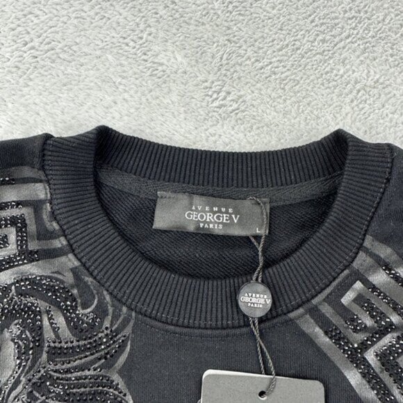 Avenue George V Paris Black Sweater Mens Size L - Picture 2 of 6